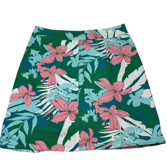 Boston Proper Tropical Floral Skort Size 8 | Green Pink Skort |Built-In Shorts - Picture 2 of 6